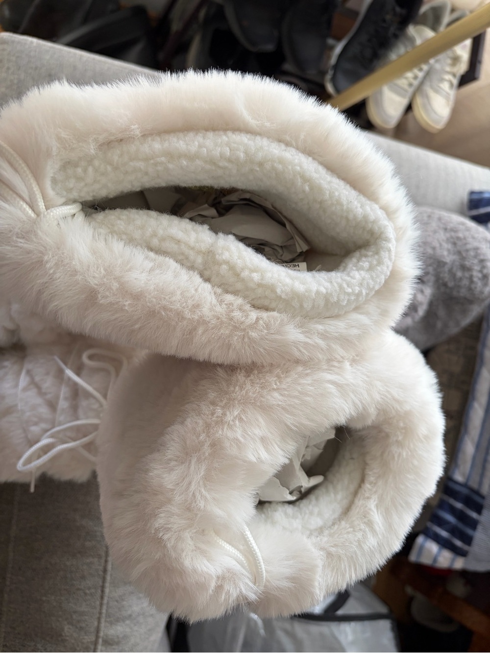 Hello Kitty Cream Faux-Fur Winter Boot with Blue Bow Accent - Picture 6 of 7